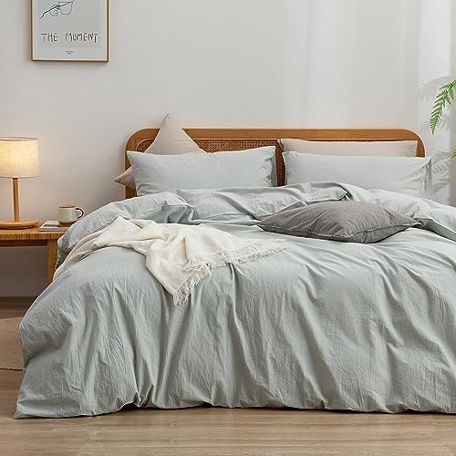 BESTOUCH Cotton Solid Duvet Cover Set Northern Droplet Grey Super Queen