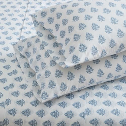 Martha Stewart - Cotton Percale Full Sheet Set with Pillowcases