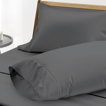Thread Spread 100% Egyptian Cotton King Size Pillow Cases Set of 2 - Luxury 1000 Series Paradise Collection Pillow Cases King Size (Dark Grey), Soft Cooling Hotel Egyptian Cotton Pillowcases