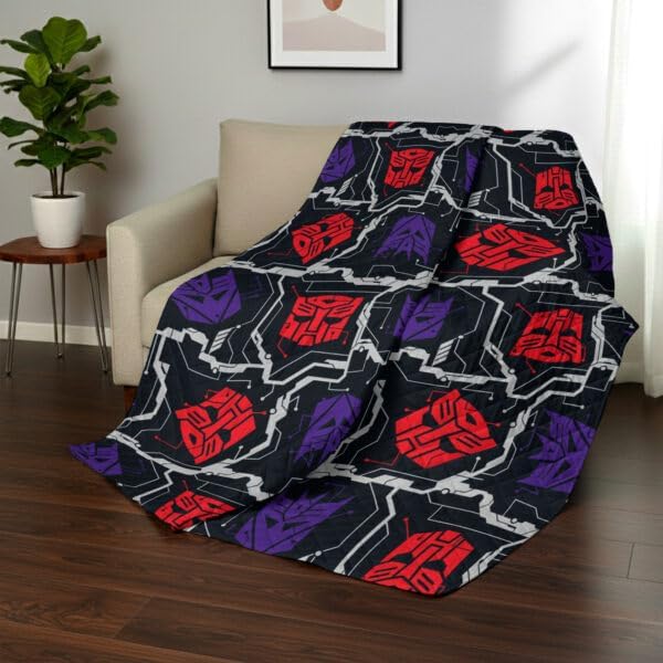 Northwest Transformers Logo Quilted Blanket, Comfy Throw, Adults Boys Girls, Soft Lightweight Bedding for Bed, or Couch, 60 x 80 inches