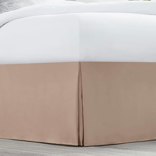 Nestl Taupe Full XL Bed Skirt - Full XL Size Bed Skirt 14 Inch Drop - Brushed Microfiber Bed Skirts - Hotel Quality Pleated Bed Skirt - Shrinkage & Fade Resistant