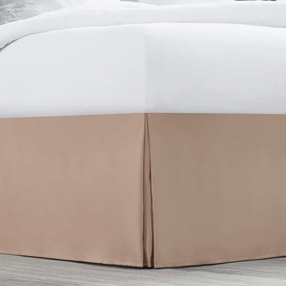 Nestl Taupe Twin Bed Skirt - Twin Size Bed Skirt 14 Inch Drop - Brushed Microfiber Bed Skirts - Hotel Quality Pleated Bed Skirt - Shrinkage & Fade Resistant