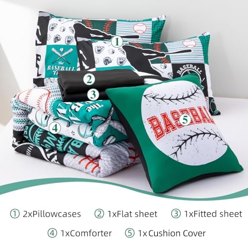 A Nice Night Sports Baseball Bedding Boys Comforter Sets Twin,Green