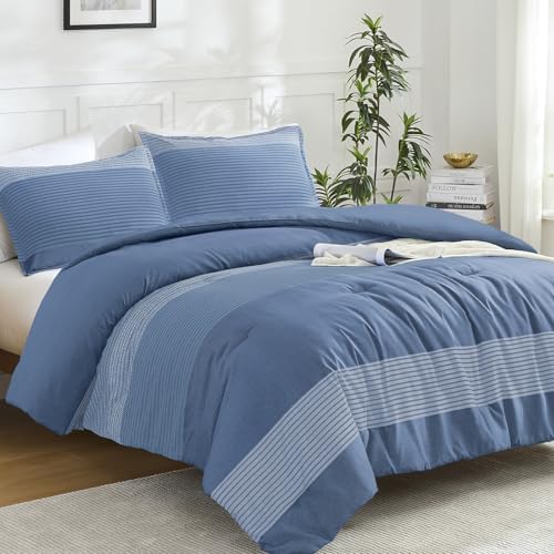 Litanika Oversized King Comforter Set - 3 Pieces Stripe Bed Set