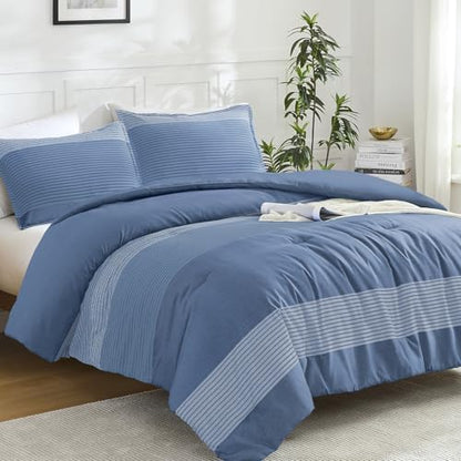 Litanika Oversized King Comforter Set - 3 Pieces Stripe Bed Set