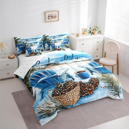 Erosebridal Camping Bedding Set for Kids Teens,Summer Beach Coastal Comforter Set Full Size,Hawaii Style (Comforter+Fitted+Flat Sheet+2 Pillowcases+2 Throw Pillow Covers) 7 Pieces Bed Set