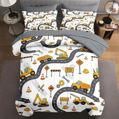 WeCozy 7 Pieces Full Comforter Set for Boys - Truck Bedding for Kids