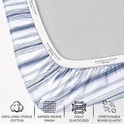 Feather & Stitch 100% Cotton Sateen 500 TC King Size Bed Sheet Set