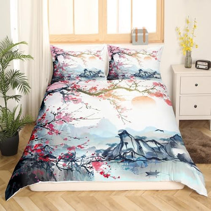 Feelyou Cherry Blossoms Duvet Cover Queen Size Boys Girls Teens
