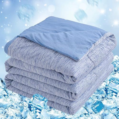 CHOSHOME Cooling Comforter Cooling Blanket, Q-Max 0.45 Cool Sleeping Summer Blanket for Hot Sleeper Night Sweats, Cal King 96" x 102", Blue