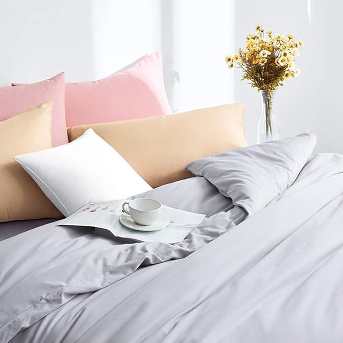 FLXXIE King Pillow Cases Set of 2, Soft Microfiber Pillow Covers with Envelope Closure, Wrinkle, Fade and Stain Resistant Pillowcases, 20x36, Light Taupe