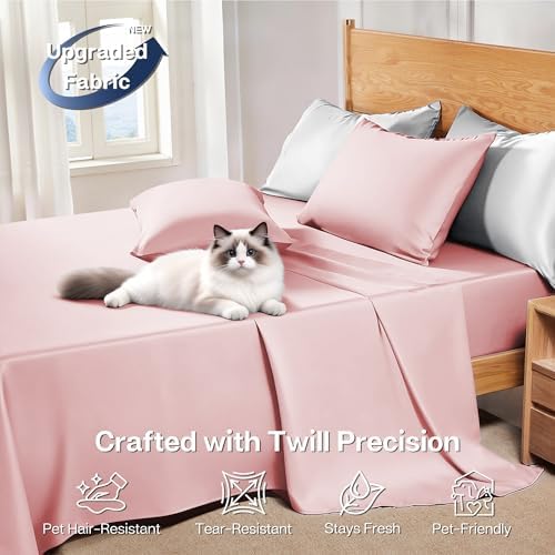 MR&HM Full Size Sheets 4 Pieces, Rayon Derived from Bamboo Blend, Pink