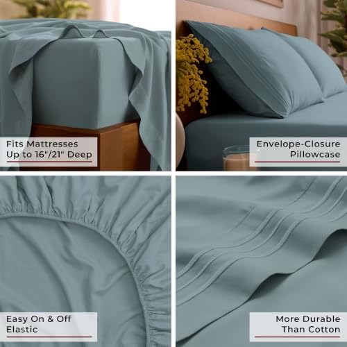 Mellanni Iconic 4-Piece, Ultra Soft Sheet Set (California King, Spa Blue)