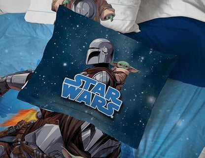 Jay Franco Kids Bed Set, Blue, The Mandalorian, 7 Piece Full