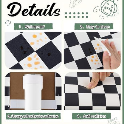 4 Pack Wall Padding Headboard 15.75" x 7.87" x 1.18" Black White Checkered
