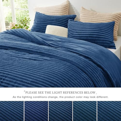 EXQ Home Fluffy Comforter Set Full Size,3 Pieces Bed Set,Lake Blue