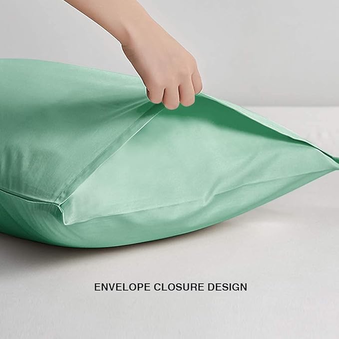 FLXXIE King Pillow Cases Set of 2, Soft Microfiber Pillow Covers with Envelope Closure, Wrinkle, Fade and Stain Resistant Pillowcases, 20x36, Sea Green