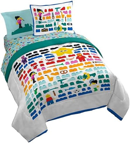 LEGO® Blocks Queen Comforter Set 7 Piece Soft Kids Bedding, White