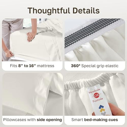 California Design Den 1000 Thread Count Cotton Bed Sheets Queen Set