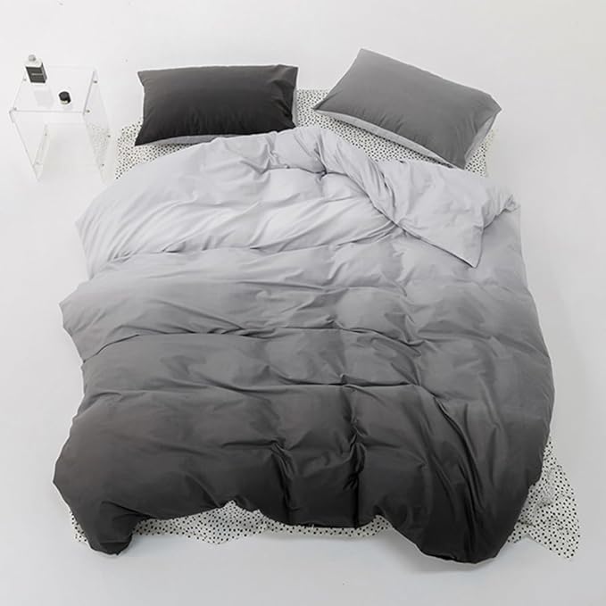 CLOTHKNOW Grey Silver Queen Comforter Set Gray Gradient Bedding Sets Grey Tone Comforter Queen with 2 Pillow Cases