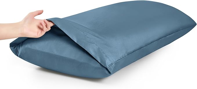 MILVOWOC 2Pcs Brushed Microfiber Body Pillowcases - 20 x 55 Inch, Slate Blue Pillow Case Set Non Slip Envelope Pillow Cover with Moisture Absorption and Anti-Wrinkle