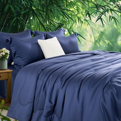 NEXHOME PRO 100% Viscose Derived from Bamboo Comforter Twin Size - Cooling & Moisture-Wicking Bedding - All Season Lightweight Design - Natural Organic Twin Duvet Insert