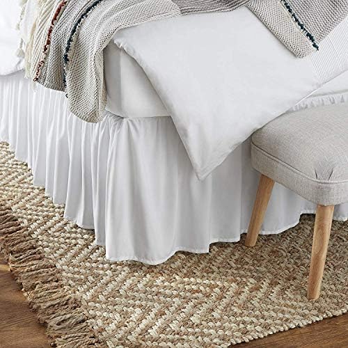 Mattress-Homes Ruffled Bed Skirt Split Corners with Platform, Tailored Fit Wrinkle Free Ultra-Soft Microfiber Dust Ruffle, Upto 10" Drop, Queen, White