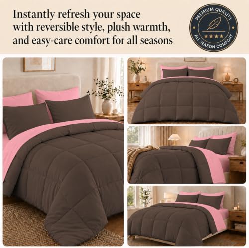 Anluoer King Size Comforter Set, 7 Piece Bed in a Bag King Bedding Sets