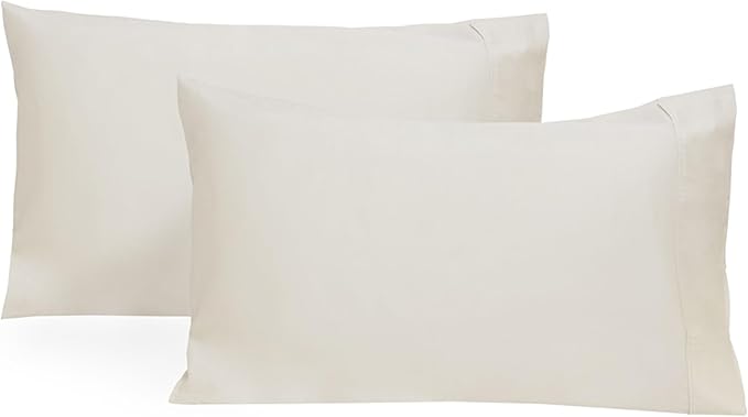 Organic Cotton Standard Size Pillowcases - Off-White, GOTS Certified, 400 Thread Count, 21"x30", Unbleached, Dye-Free All Natural 100% Cotton Pillow Cases (Off-White, Standard Size - Set of 2)