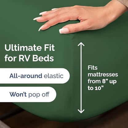 Short Queen Size 4 Piece Sheet Set - RV Short Queen, Soft, Breathable and Cooling Bed Sheets Set with Deep Pockets - Hotel Luxury Bedding for Women, Men, Kids, Teens, Boys and Girls - Emerald Green