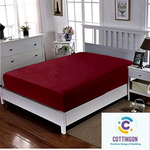 1 PC Cot Size 25" x 75" Fitted Sheet Only, 100% Egyptian Cotton, Burgundy