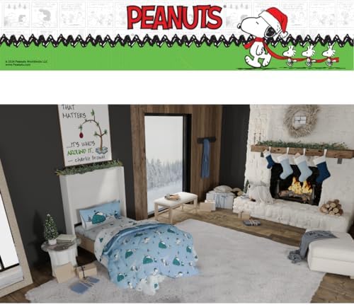 Collectibles Peanuts Snoopy Puffer Coat Holiday & Christmas Bedding Soft Comforter and Sheet Set with Sham, 5 Piece Twin Size, (Officially Licensed Product) By Franco