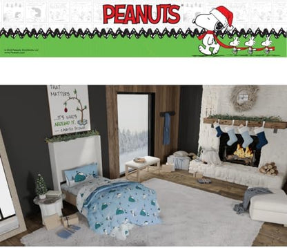 Collectibles Peanuts Snoopy Puffer Coat Holiday & Christmas Bedding Soft Comforter and Sheet Set with Sham, 5 Piece Twin Size, (Officially Licensed Product) By Franco