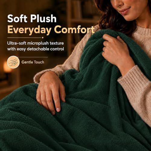 Electric Heated Blanket Full Size 72"x84", Grass Green