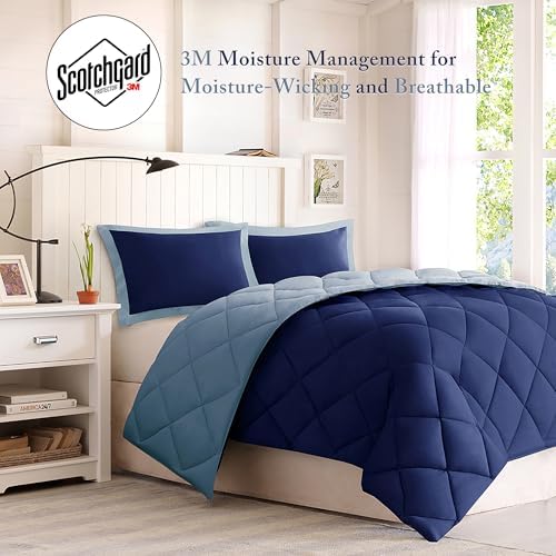 Madison Park Larkspur Comforter Set, Twin/Twin XL, 2 Piece, Navy/Light Blue
