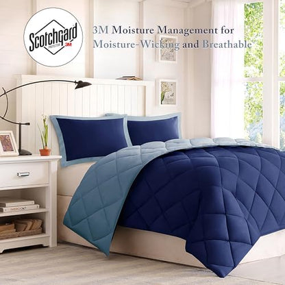 Madison Park Larkspur Comforter Set, Twin/Twin XL, 2 Piece, Navy/Light Blue