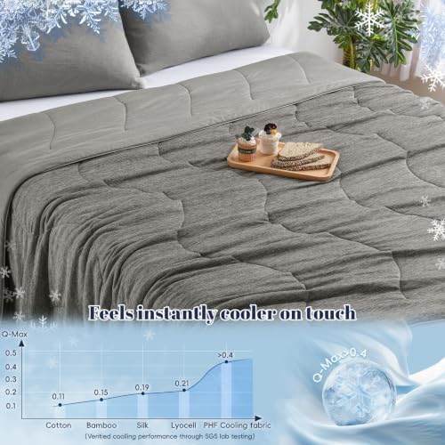 PHF Cooling Comforter, Rayon from Bamboo Soft Breathable Quilted Blanket