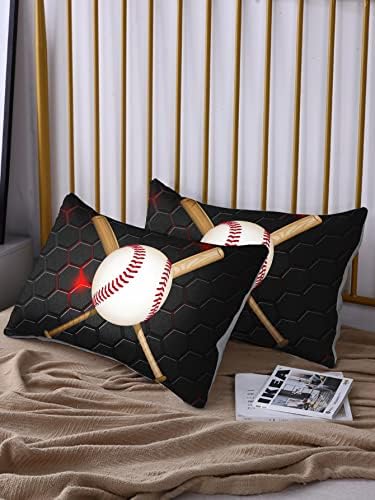 HOSIMA Honeycomb Baseball Queen Fitted Sheet,1 Fitted Sheet+2 Pillowcases.