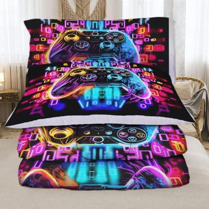 Sunnycitron Gamepad Gamer Comforter Set for Boys Gaming Bedding Set Full