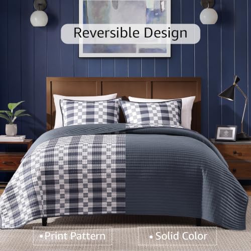King Quilt-Lightweight Bedspread Plaid Quilt King Size Quilt Bedding Set