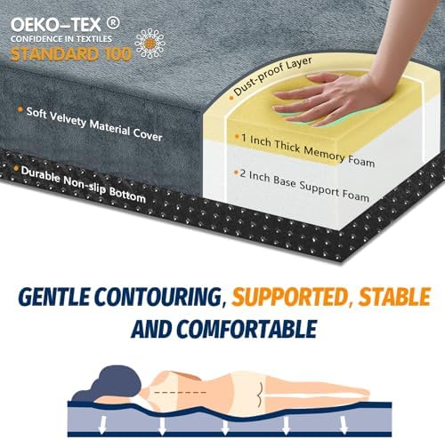 CYMULA Memory Foam Camping Mattress Pad, Sleeping Mat, Portable Roll Up Mattress for Adults, Camping Bed Pads for Sleepover, Car Bed with Travel Bag