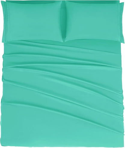Mejoroom Full Size Sheet Set - Extra Soft Luxury Brushed Microfiber - 1800 Bedding Sheets with 16 Inch Deep Pocket - Breathable, Wrinkle, Fade & Stain Resistant - 4 Piece (Full, Mint)