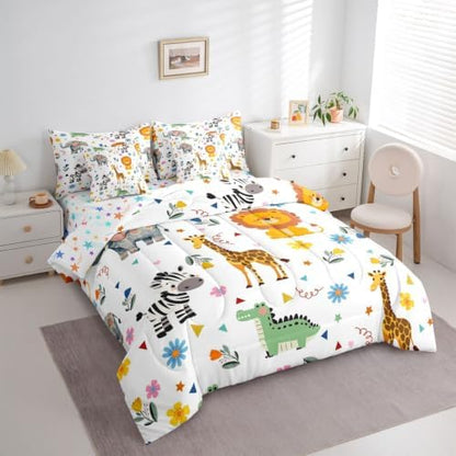 Erosebridal Wild Animals 7 Piece Comforter Set Queen Bed in A Bag