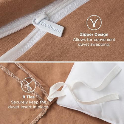 Bedsure Taupe California King Duvet Cover - Prewashed Cotton-Like Polyester Extra Soft Bedding Set, Includes 1 Cal King Duvet Cover 104x98 Inches with Zipper Closure & 2 Pillow Shams, No Comforter