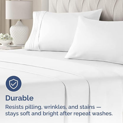 Standard Pillow Cases Set of 4 - Ultra Soft Hotel Quality Pillowcase Covers - Comfy Cozy Bedding for Women, Men, Kids & Teens - Machine Washable Pillow Protectors - 4 Piece Set - Standard Size White