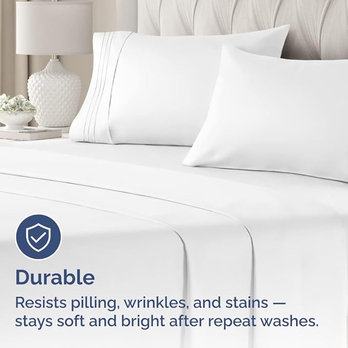 King Standard Pillow Cases Set of 4 - Soft Hotel Quality Pillowcase Covers - Comfy Bedding for Women, Men, Kids & Teens - Machine Washable Pillow Protectors - 4 Piece Set - King Standard Size White