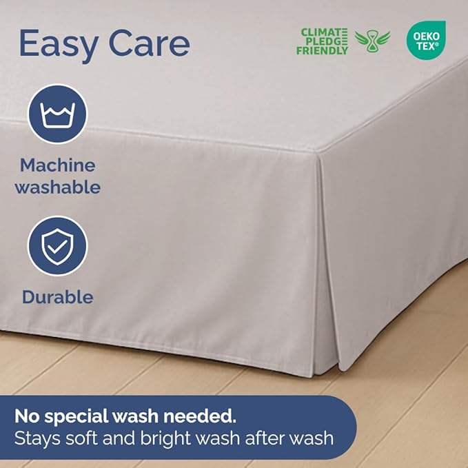 Pleated Bed Skirt Full Size - 3 Sided Pleated Bed Skirt Full - Ultra-Soft, Easy Fit with 12 Inch Tailored Drop - Hotel Quality, Wrinkle & Fade Resistant - for Women, Men, Kids and Teens - Light Grey