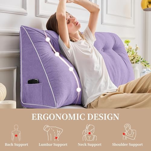 Sasttie Headboard Pillow King, Wedge Pillow Headboard, Purple