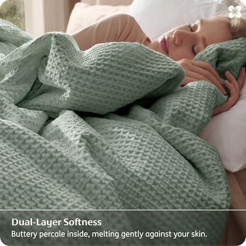 Bedsure PureWoven Cotton Waffle Weave Duvet Cover, King, Duvet Cover Only