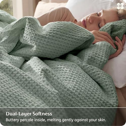 Bedsure PureWoven Cotton Waffle Weave Duvet Cover, King, Duvet Cover Only